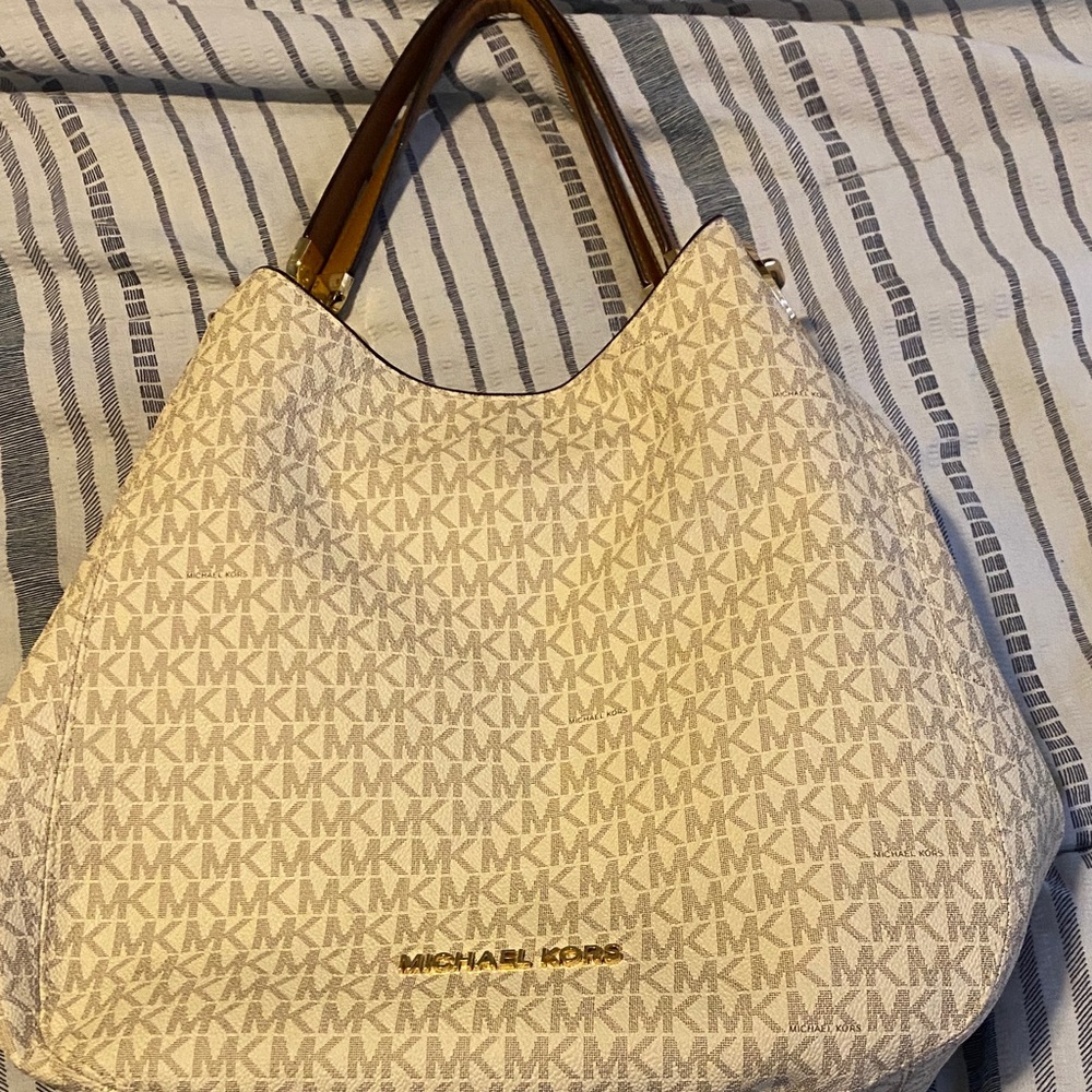 Michael Kors Beige Monogram Shoulder Bag